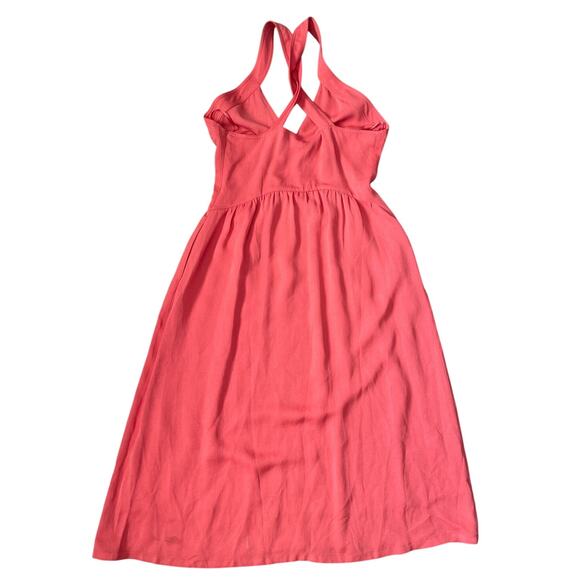 Reiss Orla Cross Front Halter Neck Midi Dress in Coral Pockets Size 10 - Picture 7 of 12
